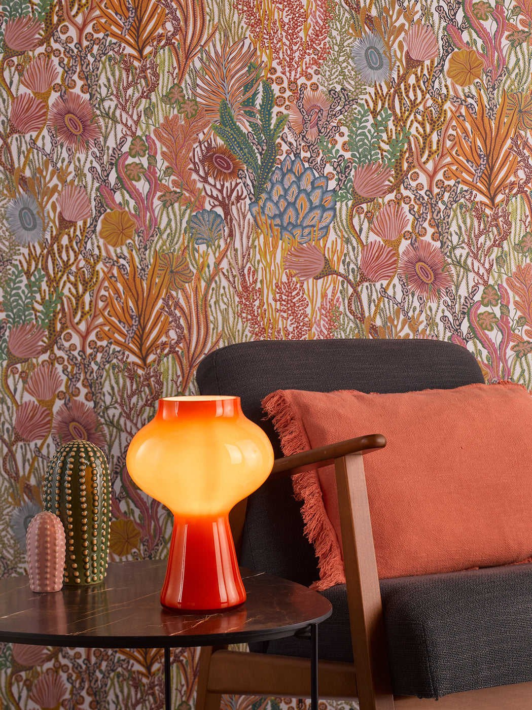 Chrissy Table Lamp Orange Art Glass