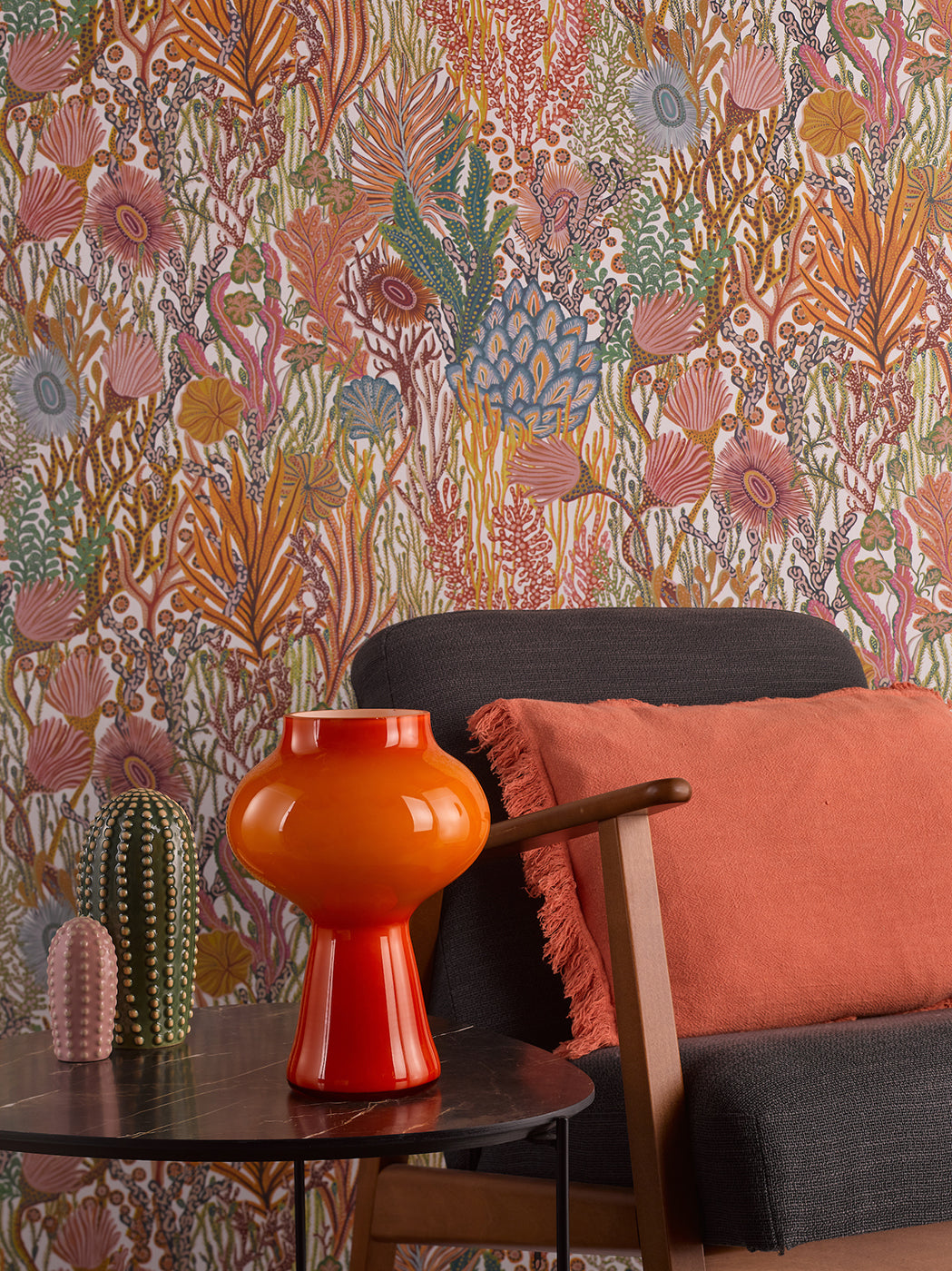 Chrissy Table Lamp Orange Art Glass