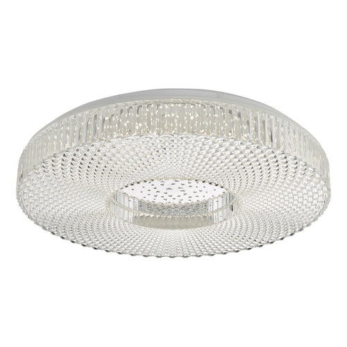 Modern LED ceiling light in living room with warm glow