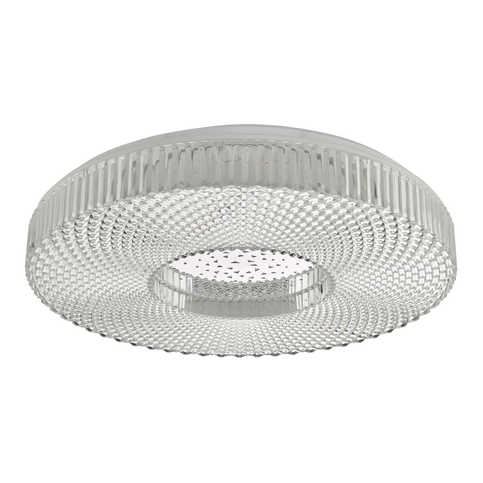 DAR Cimona Large Flush Ceiling Light Clear Acrylic LED 50cm