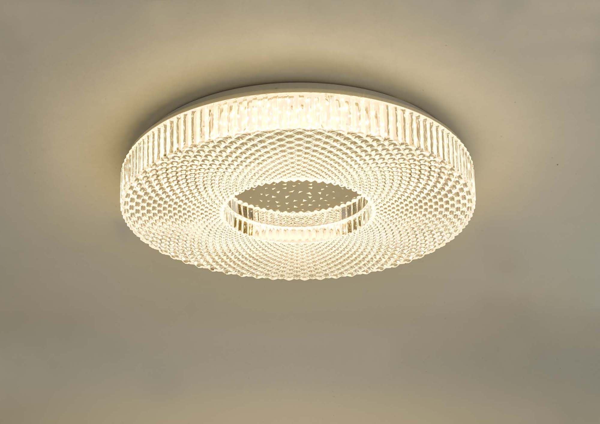 DAR Cimona Large Flush Ceiling Light Clear Acrylic LED 50cm