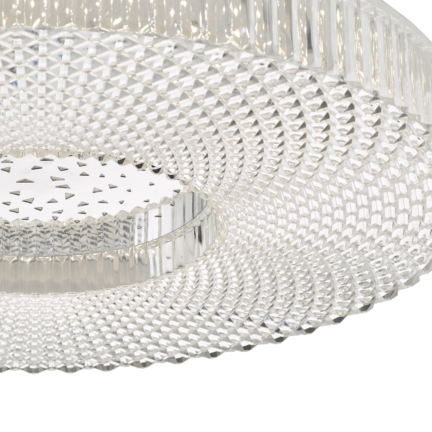 DAR Cimona Large Flush Ceiling Light Clear Acrylic LED 50cm