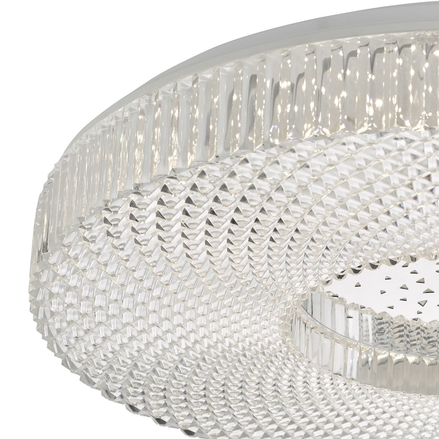 DAR Cimona Large Flush Ceiling Light Clear Acrylic LED 50cm