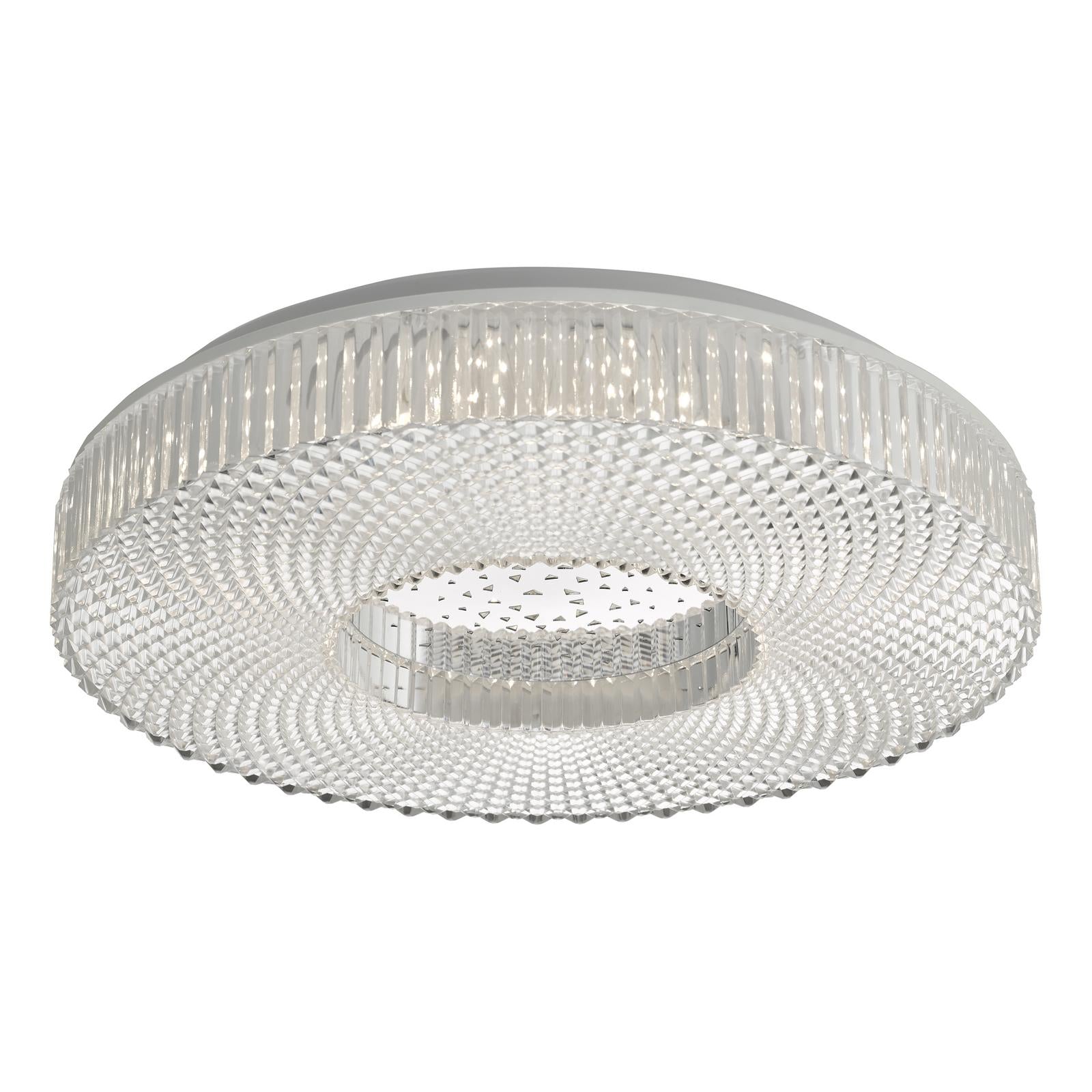 Modern flush ceiling light in bedroom with warm glow