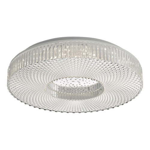 Modern flush ceiling light in bedroom with warm glow