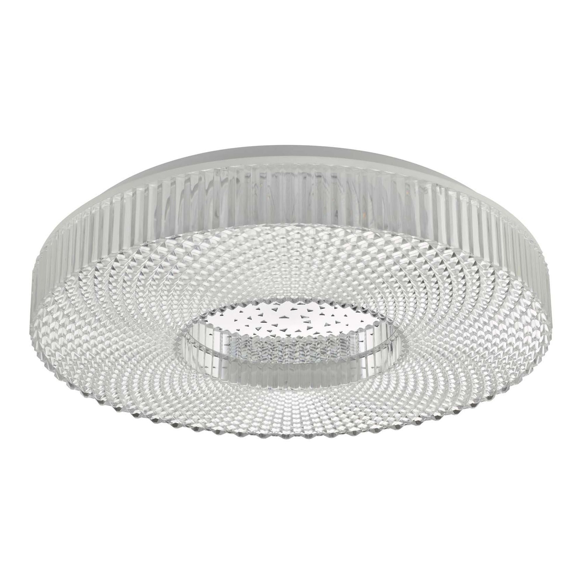 DAR Cimona Flush Ceiling Light Clear Acrylic LED 40cm