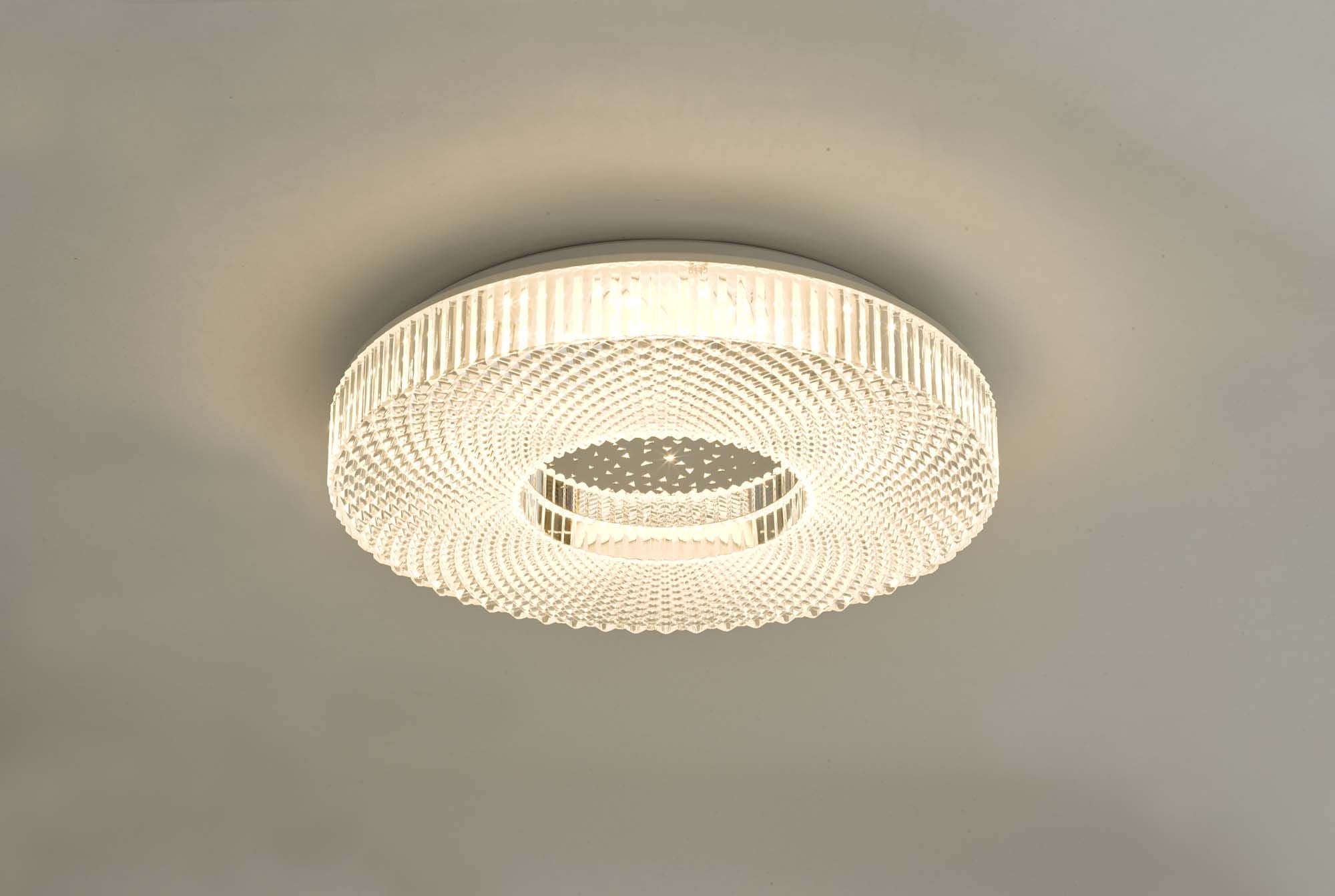 DAR Cimona Flush Ceiling Light Clear Acrylic LED 40cm