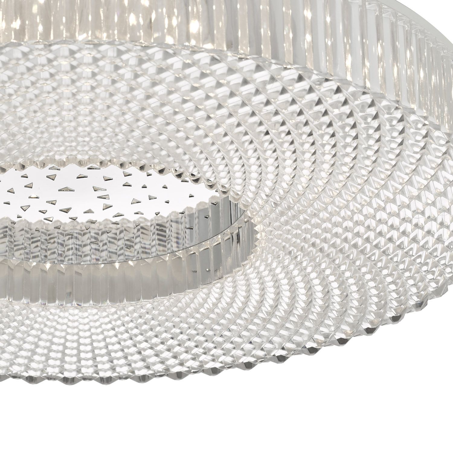 DAR Cimona Flush Ceiling Light Clear Acrylic LED 40cm