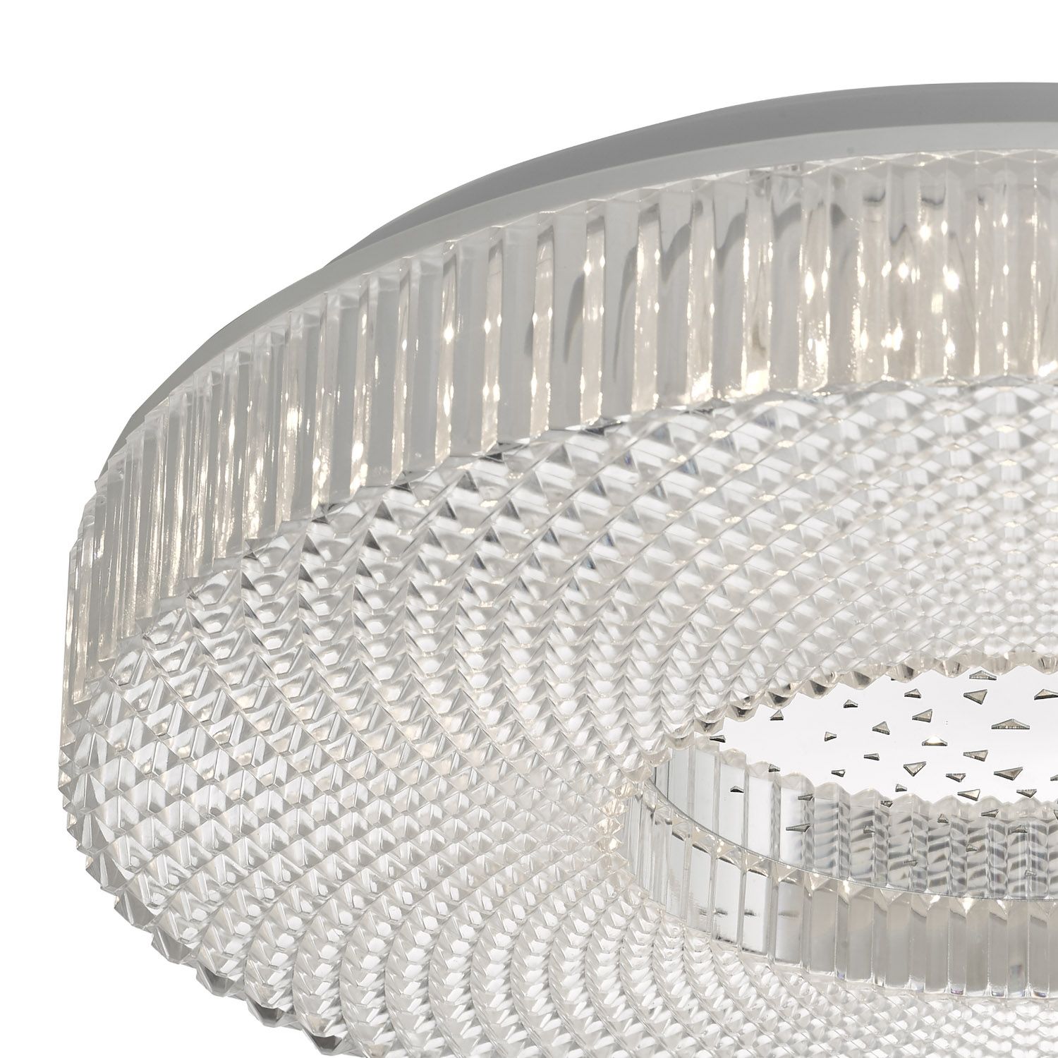 DAR Cimona Flush Ceiling Light Clear Acrylic LED 40cm