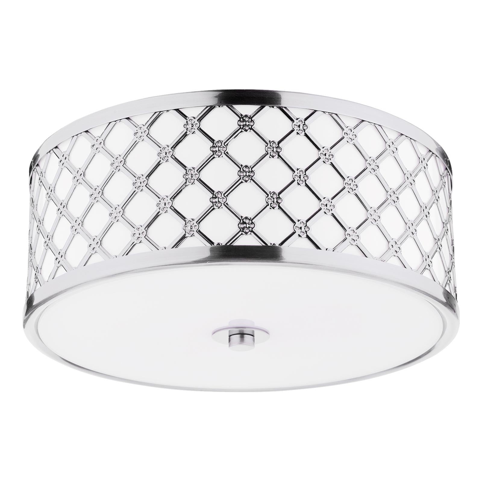 Civic Small 2 Light Flush Polished Chrome Frosted Glass