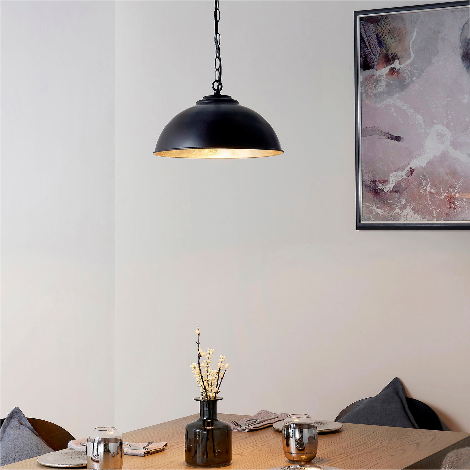 Colman Black & Gold Leaf Pendant Light