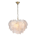 Courtney 10 Light Pendant Textured Glass and Antique Brass