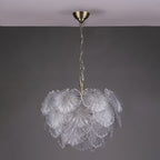 Courtney 10 Light Pendant Textured Glass and Antique Brass