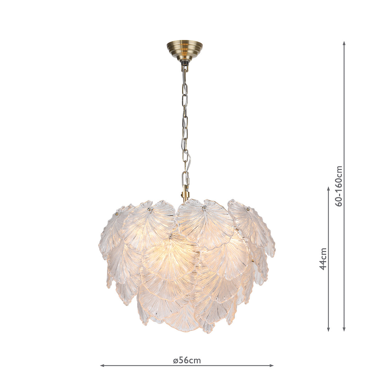 Courtney 10 Light Pendant Textured Glass and Antique Brass