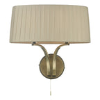 Cristin 2 Light Wall Light Antique Brass With Taupe Shade