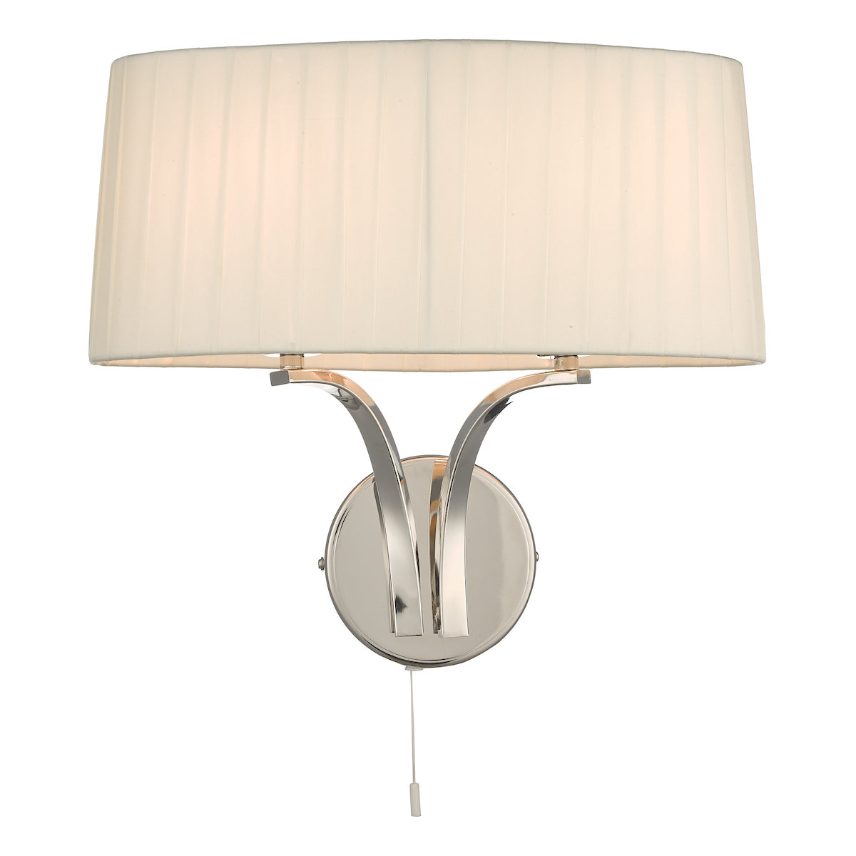 Cristin 2 Light Wall Light Polished Nickel With Ivory Shade