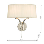 Cristin 2 Light Wall Light Polished Nickel With Ivory Shade