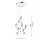Crystal 12 Light Cluster Pendant Polished Chrome & Crystal