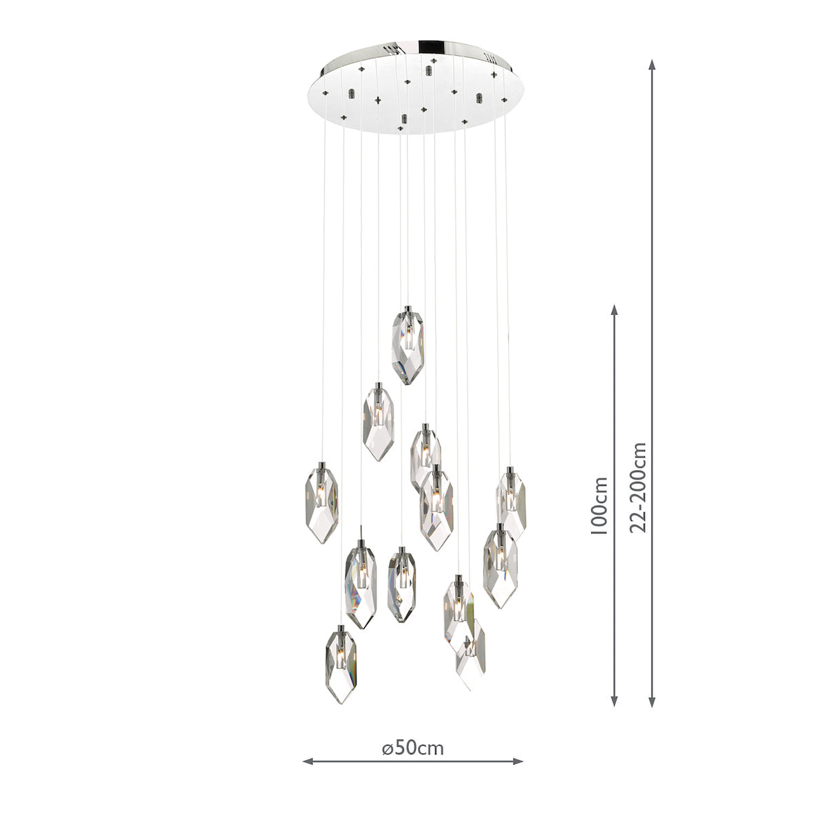 Crystal 12 Light Cluster Pendant Polished Chrome & Crystal