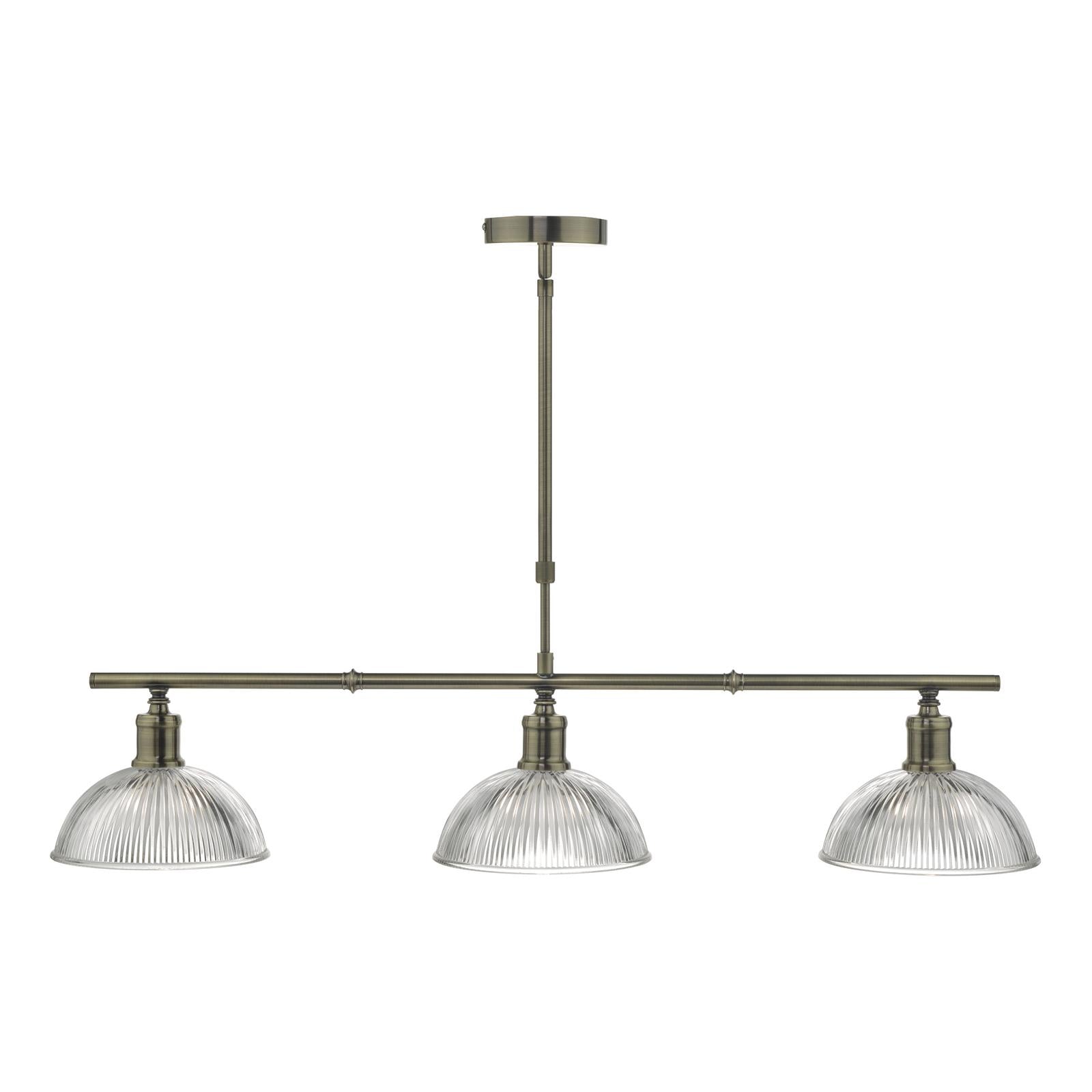 Dara 3 Light Bar Pendant Antique Brass & Glass