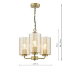 Daylin 3 Light Pendant Satin Gold and Amber Ribbed Glass