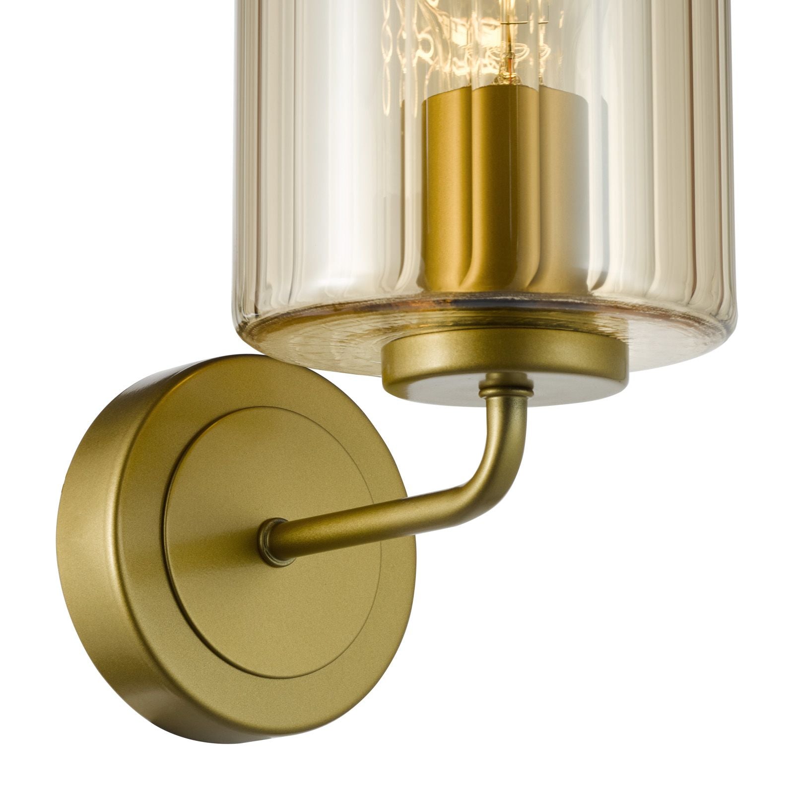 Daylin Wall Light Satin Gold and Amber Ribbed Glass