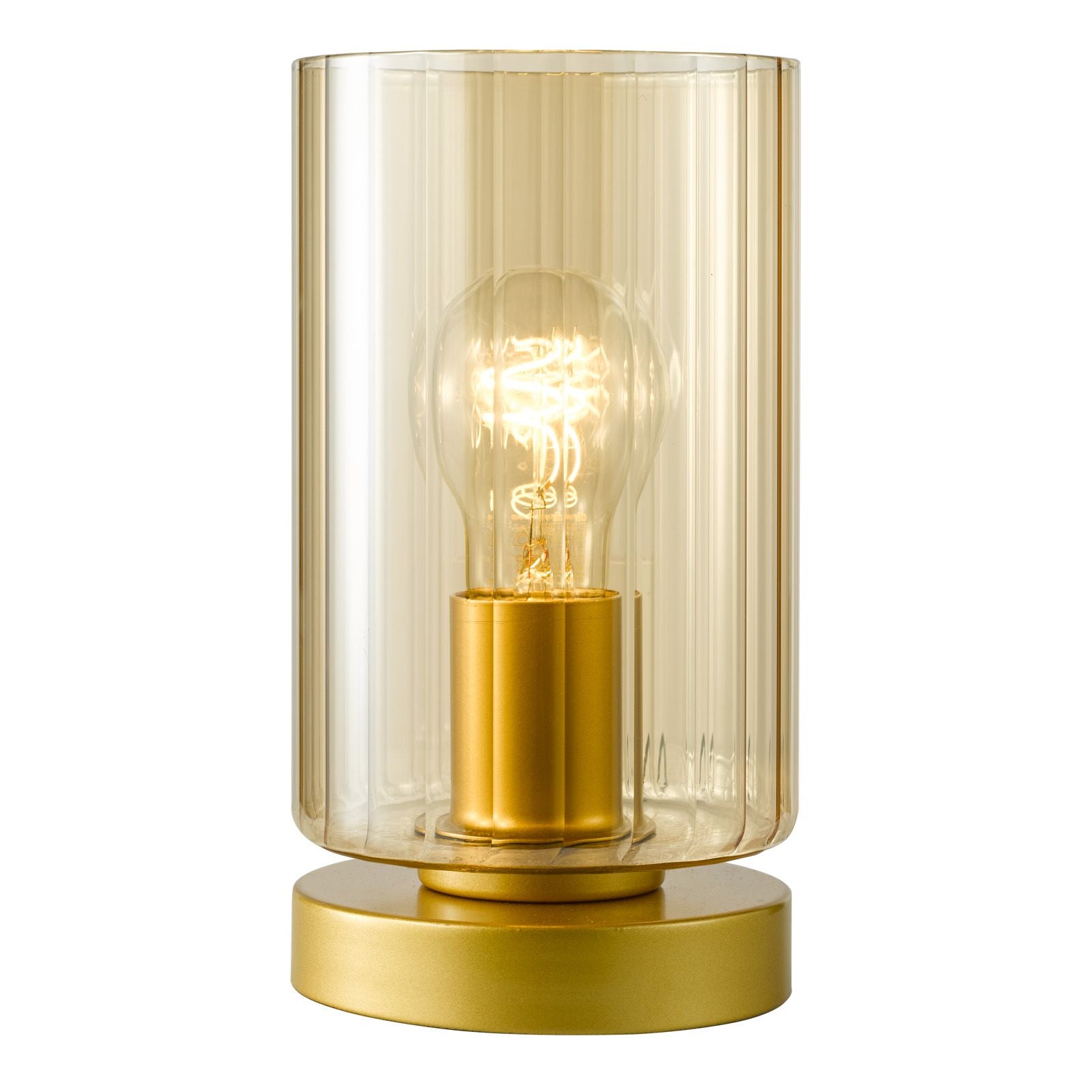 Daylin Wall Light Satin Gold and Amber Ribbed Glass