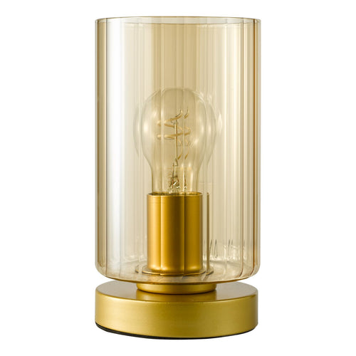 Daylin Wall Light Satin Gold and Amber Ribbed Glass