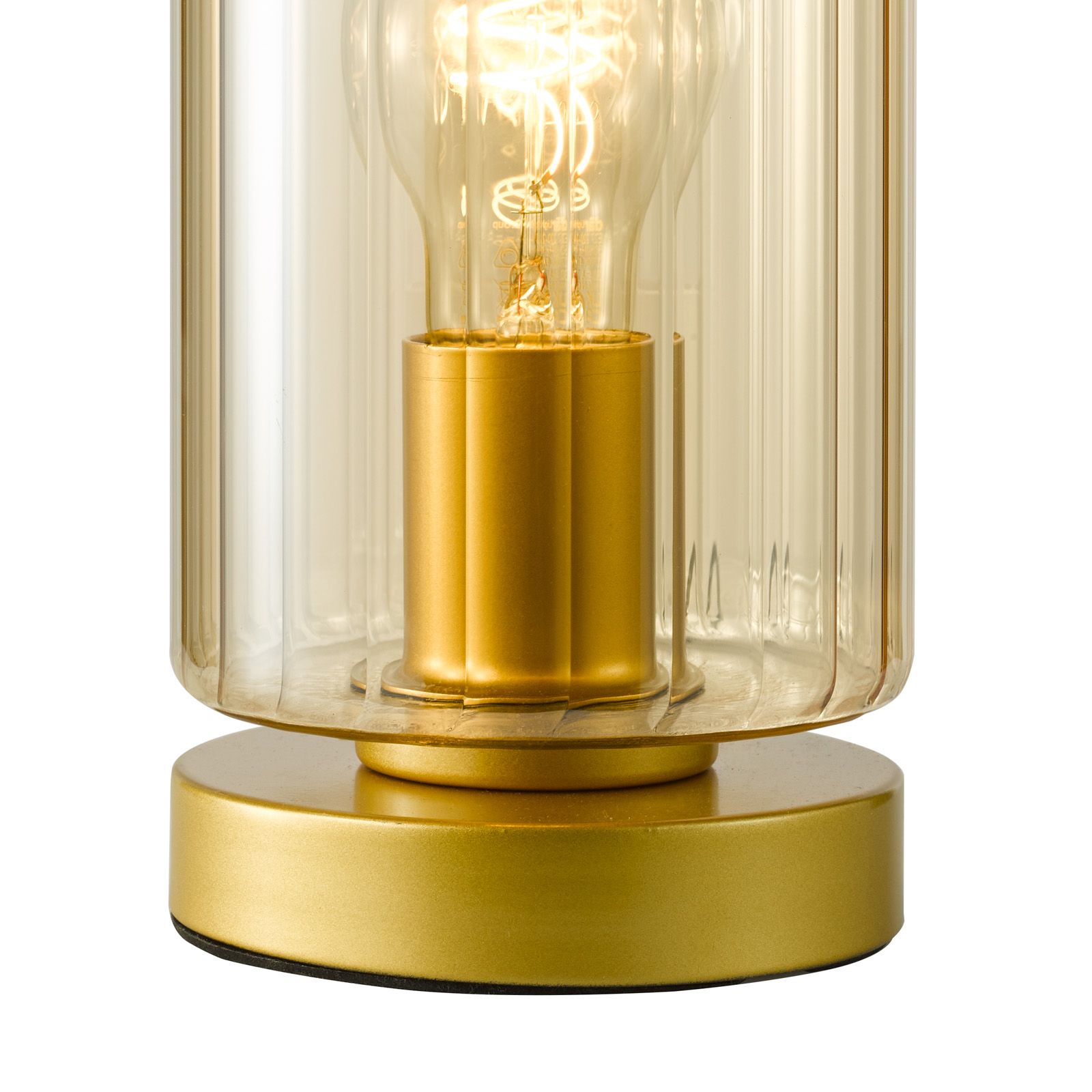Daylin Wall Light Satin Gold and Amber Ribbed Glass