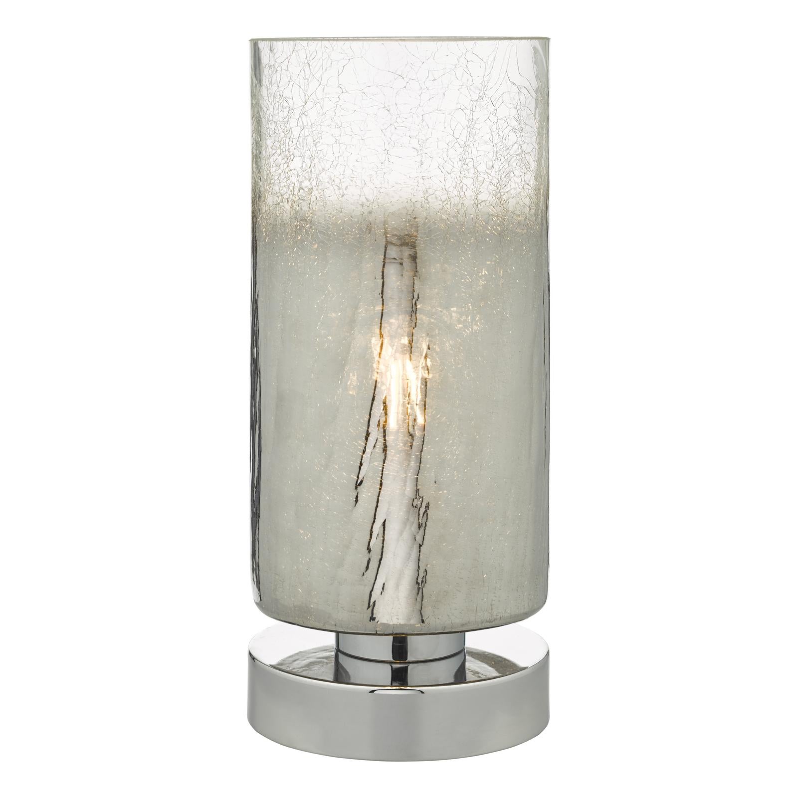 Deena Touch Table Lamps Polished Chrome Crackle Glass