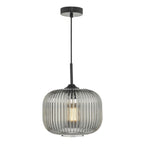 Demarius 1 Light Pendant Black and Smoked Glass