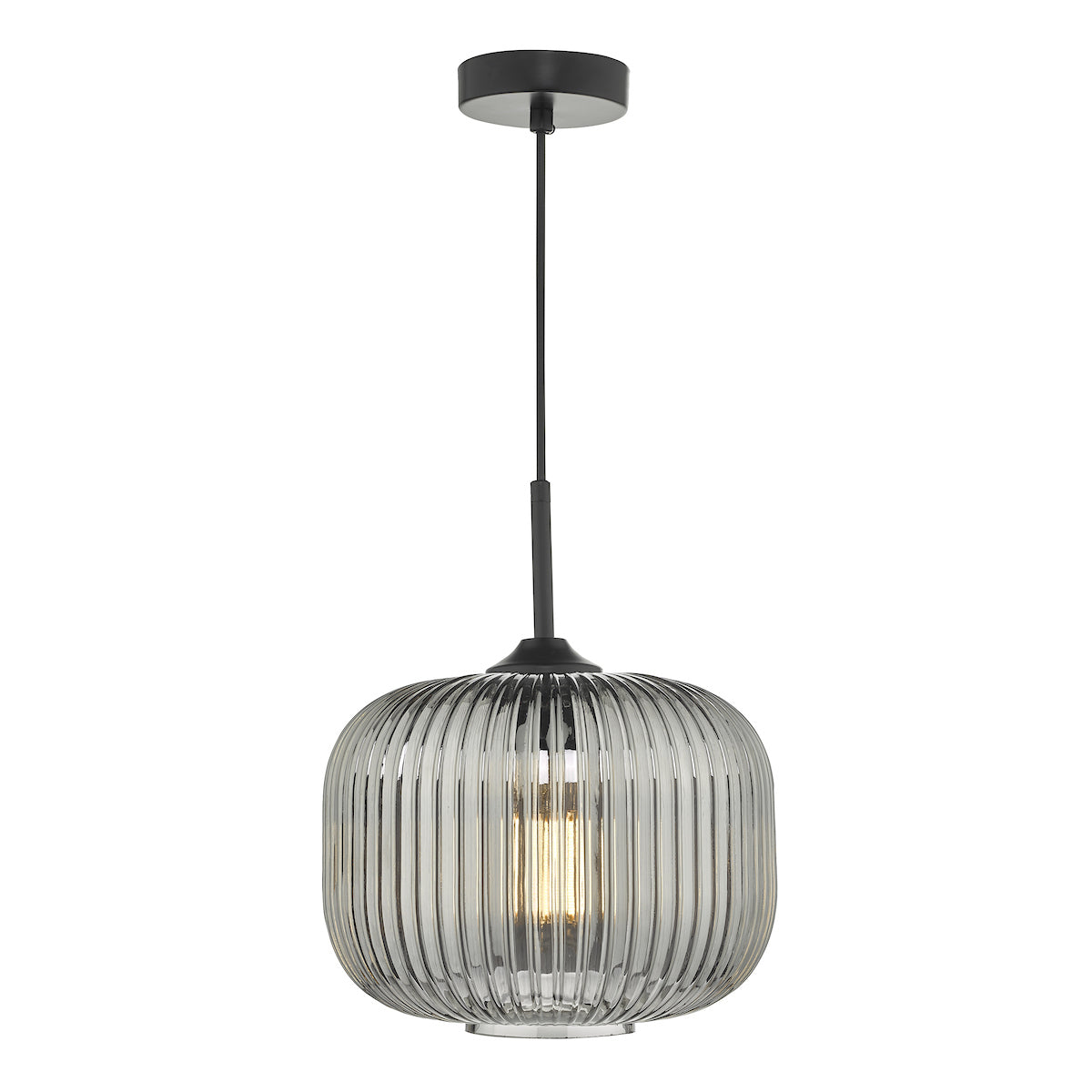 Demarius 1 Light Pendant Black and Smoked Glass