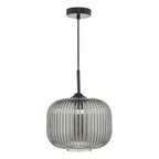Demarius 1 Light Pendant Black and Smoked Glass