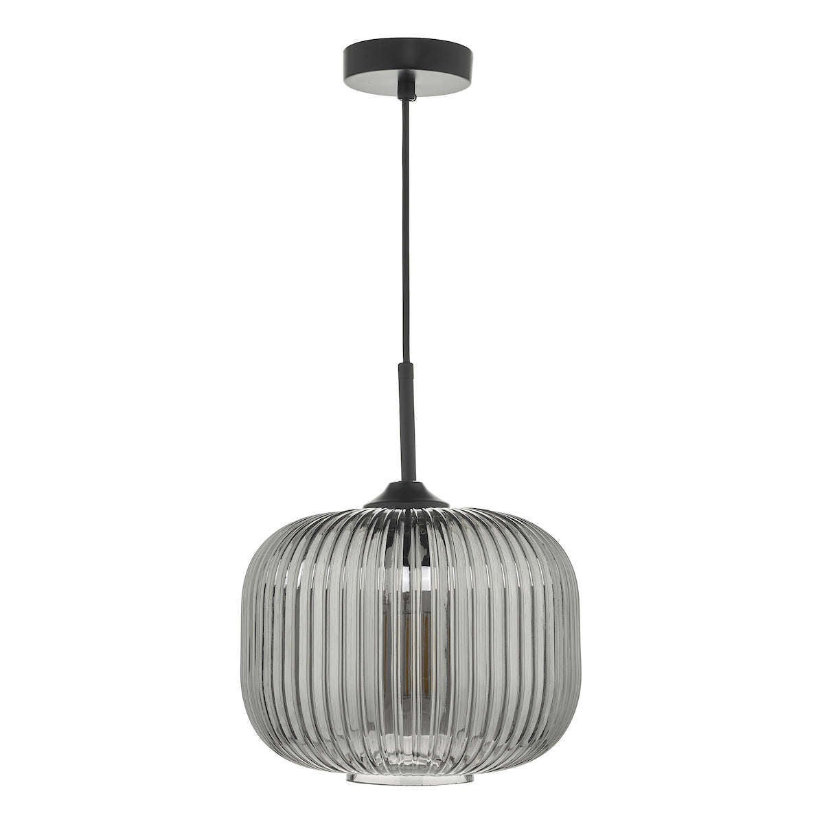 Demarius 1 Light Pendant Black and Smoked Glass