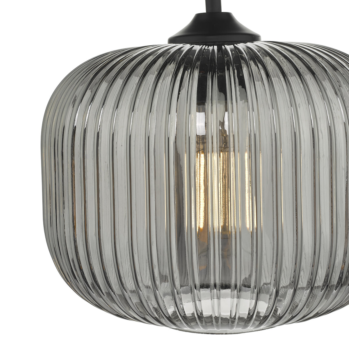 Demarius 1 Light Pendant Black and Smoked Glass