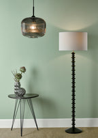 Demarius 1 Light Pendant Black and Smoked Glass