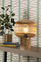 Demarius Table Lamp Amber Ribbed Glass