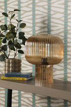 Demarius Table Lamp Amber Ribbed Glass