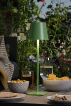 Derrick Rechargeable Outdoor Table Lamp Satin Green LED IP54