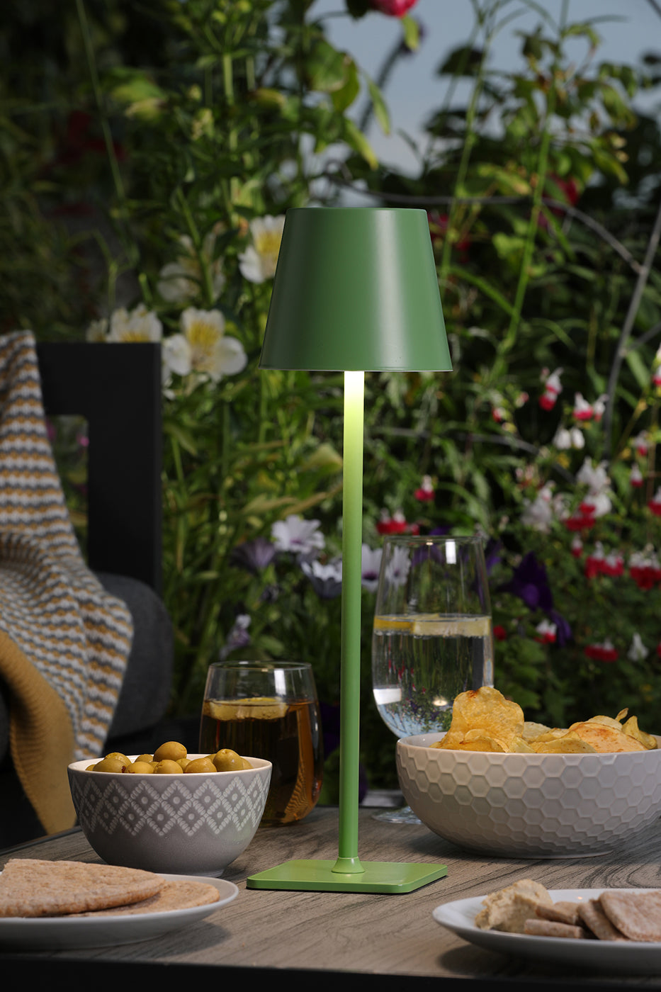 Derrick Rechargeable Outdoor Table Lamp Satin Green LED IP54
