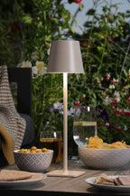 Derrick Rechargeable Outdoor Table Lamp Satin Taupe LED IP54