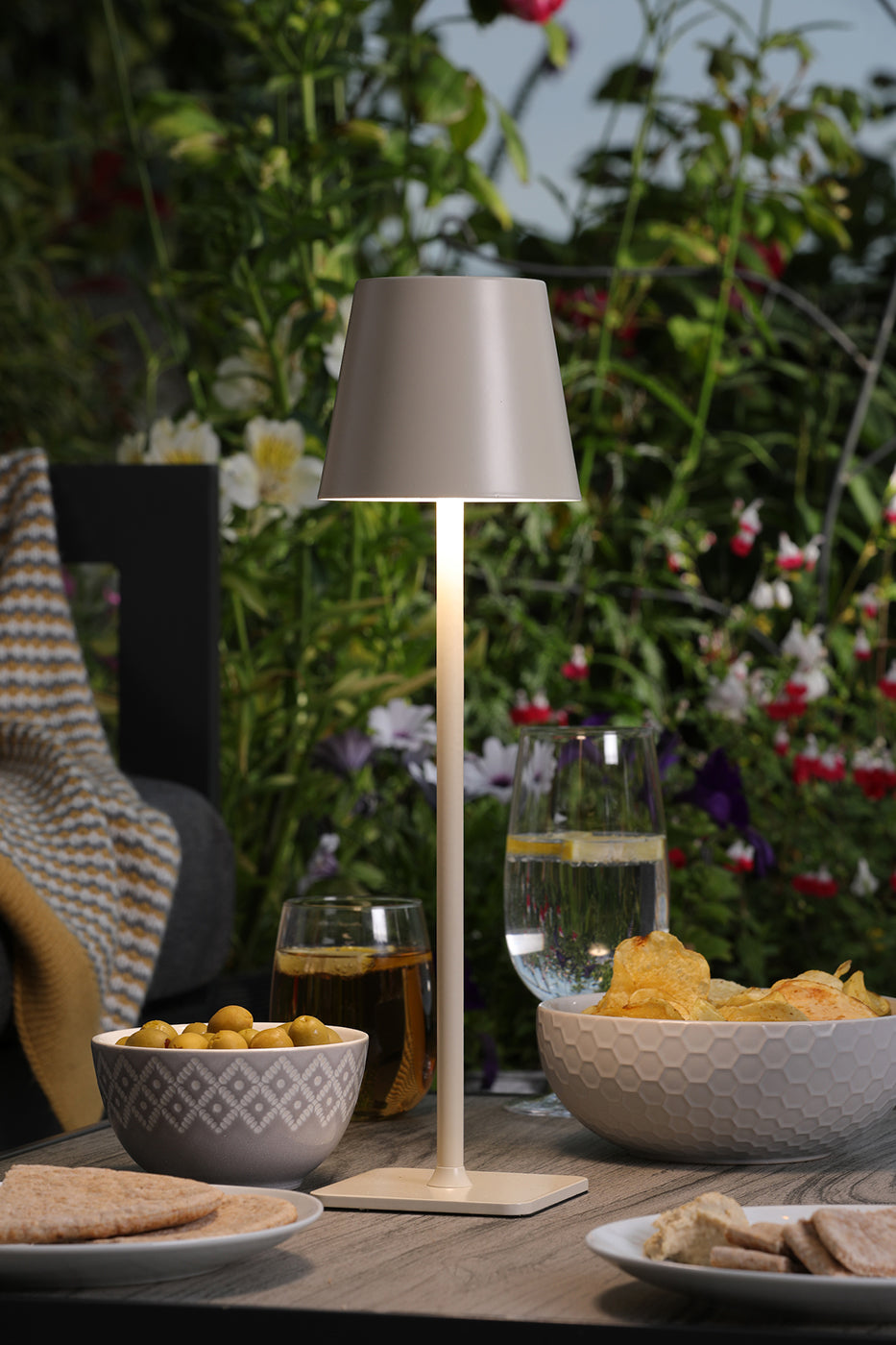Derrick Rechargeable Outdoor Table Lamp Satin Taupe LED IP54