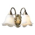 Doublet Double Wall Bracket Antique Brass complete with Alabaster Glass