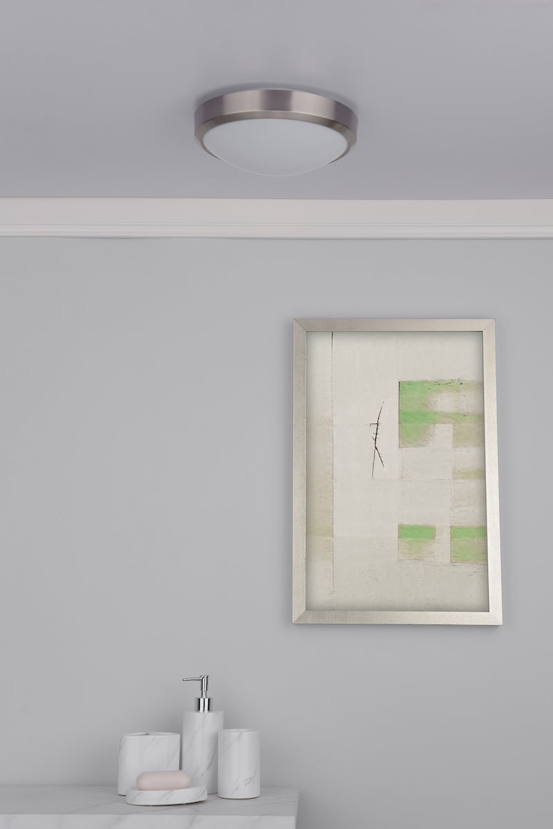 Dover Bathroom Flush Satin Chrome White Acrylic IP44