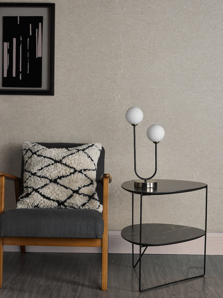 Duo 2 Light Table Lamps Antique Brass and Opal Glass