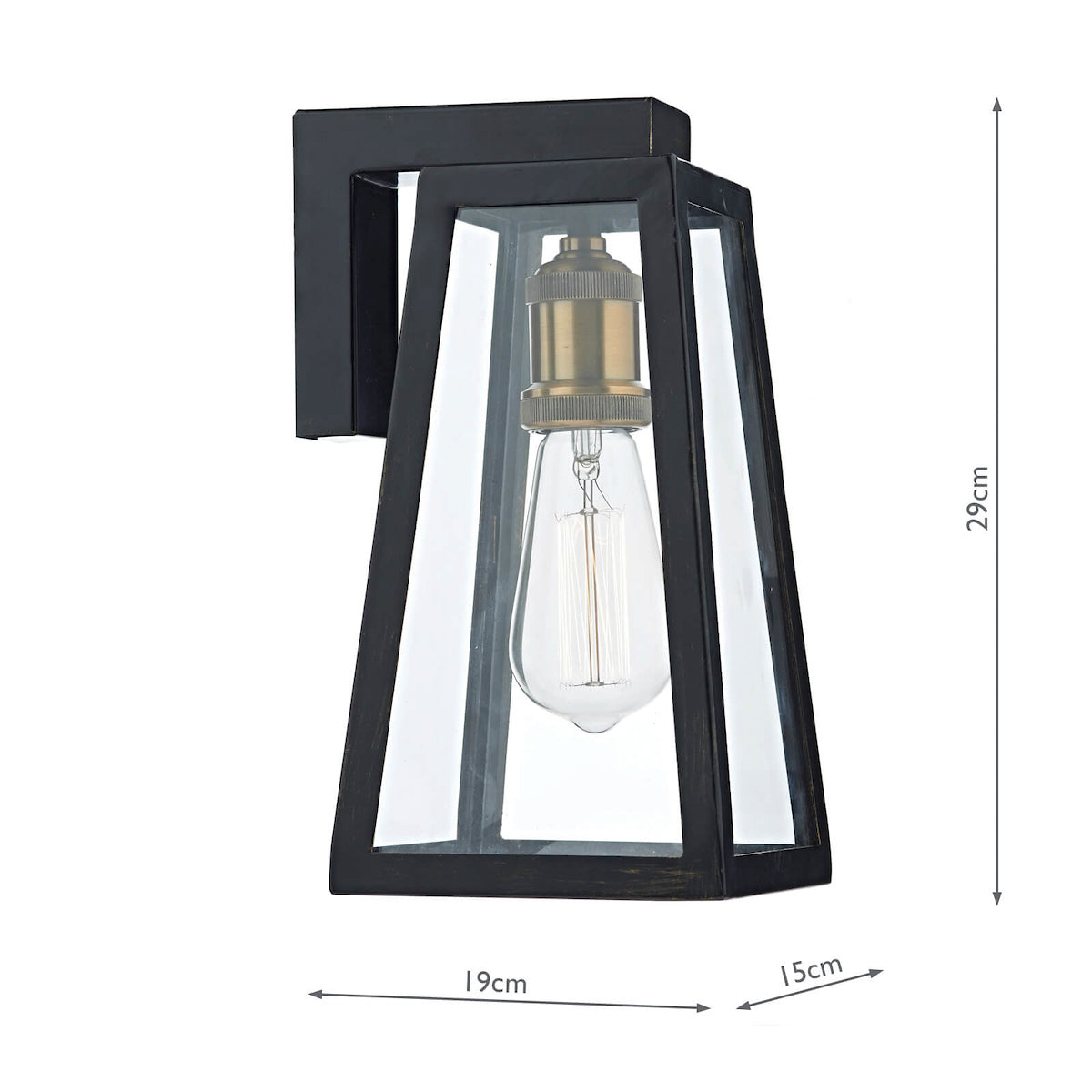 Duval Outdoor Wall Light Black Glass IP43
