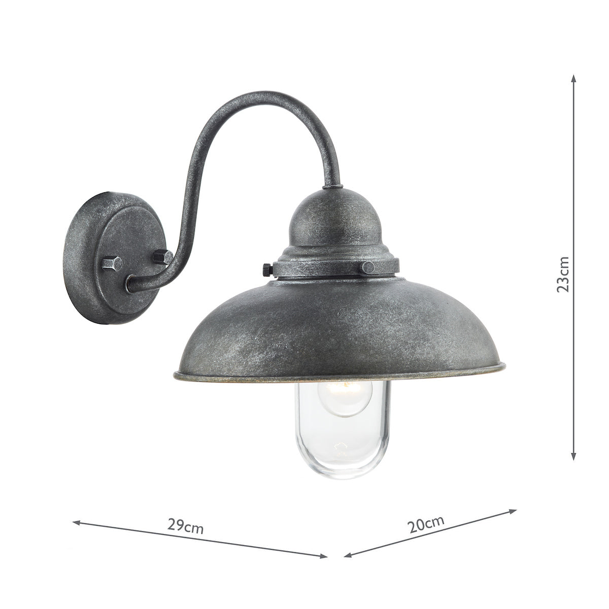 Dynamo Outdoor Wall Light Aged Iron Glass IP44