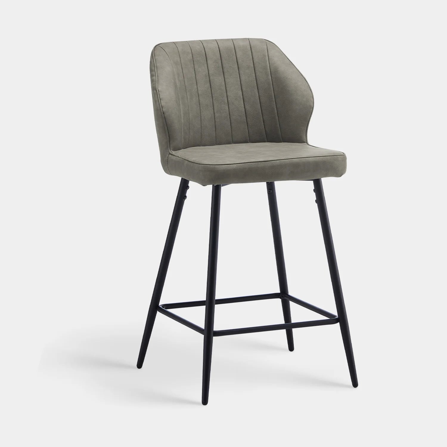 Callum Faux Leather Bar Stool Light Grey 65cm