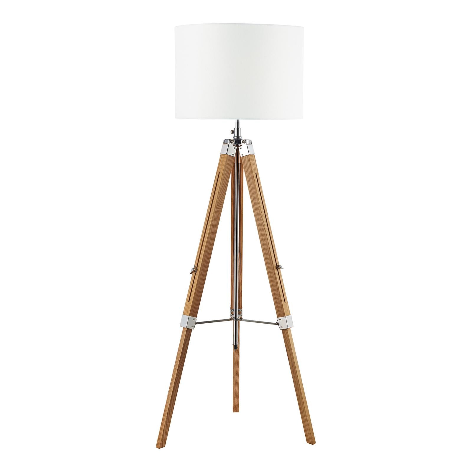 Easel Tripod Floor Lamps Light Wood Polished Chrome Base Only