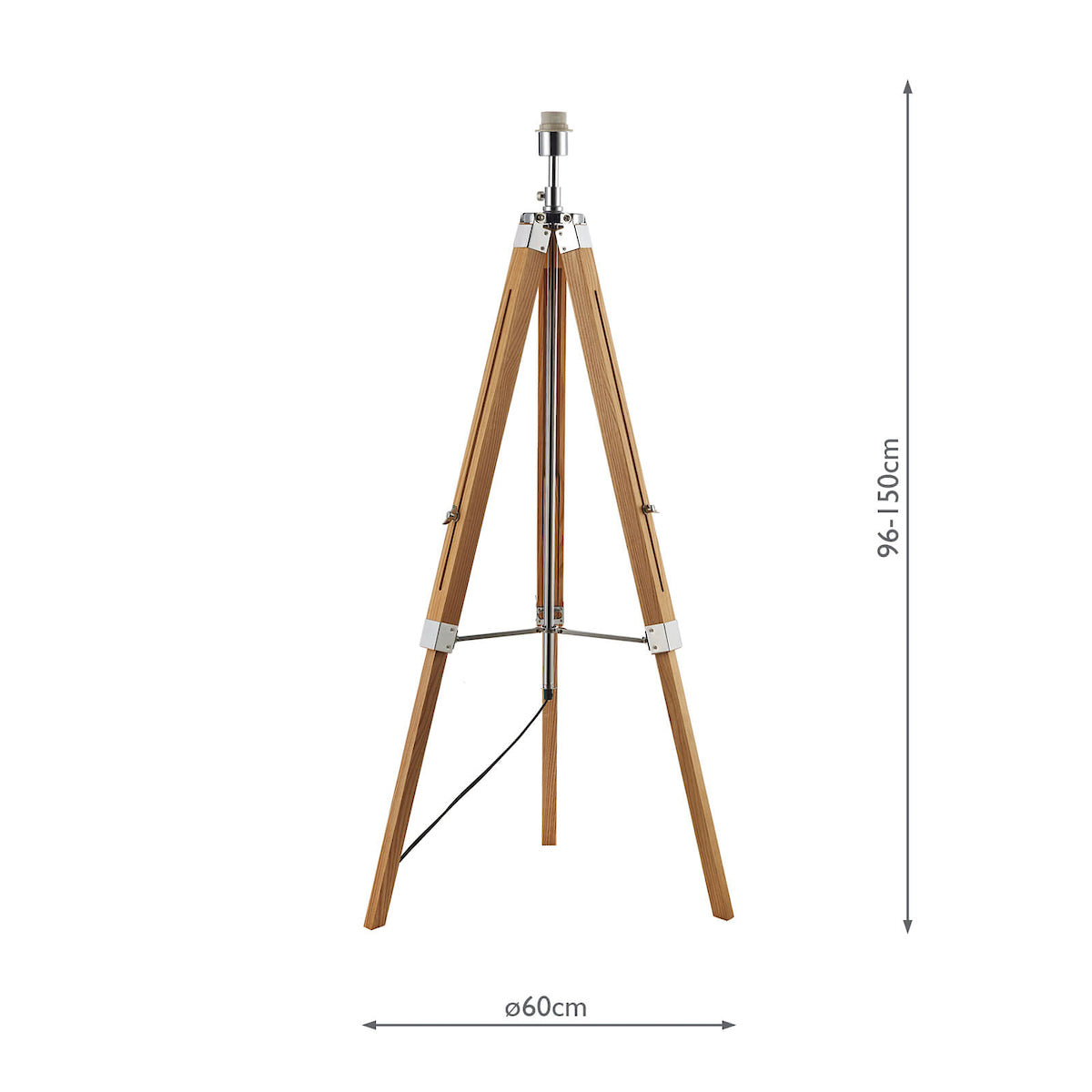 Easel Tripod Floor Lamps Light Wood Polished Chrome Base Only